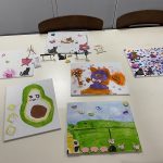 A selection of the beautiful artwork created by the young people at the arts and crafts club.