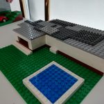 A completed Minecraft inspired Lego build.